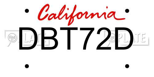 DBT72D California License Plate