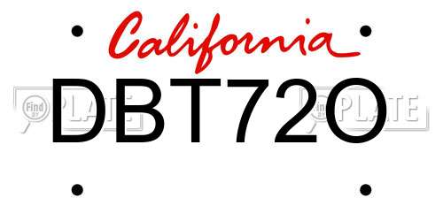 DBT72O California License Plate