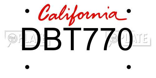 DBT770 California License Plate