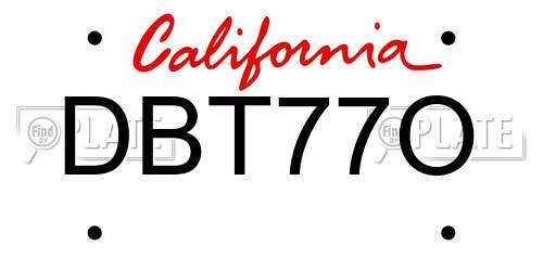 DBT77O California License Plate