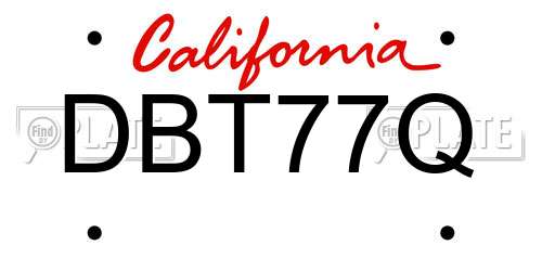 DBT77Q California License Plate