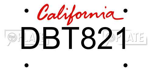 DBT821 California License Plate