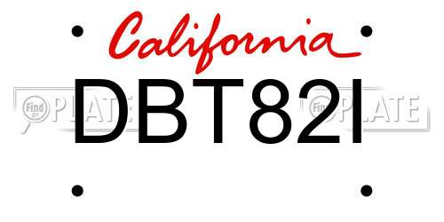 DBT82I California License Plate