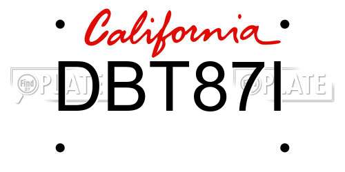 DBT87I California License Plate
