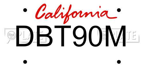 DBT90M California License Plate