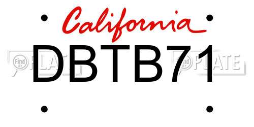 DBTB71 California License Plate