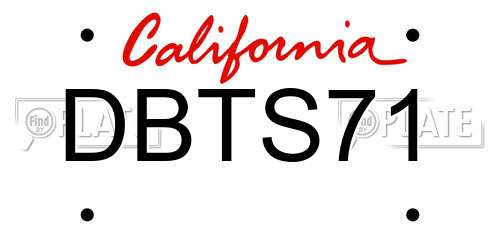 DBTS71 California License Plate