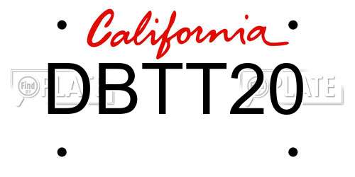 DBTT20 California License Plate