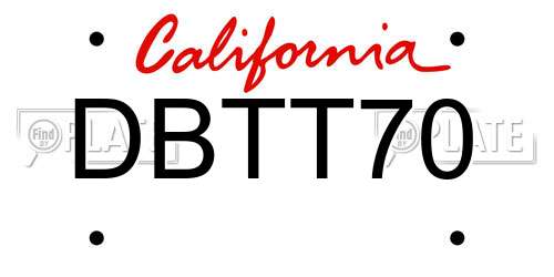 DBTT70 California License Plate