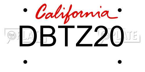 DBTZ20 California License Plate