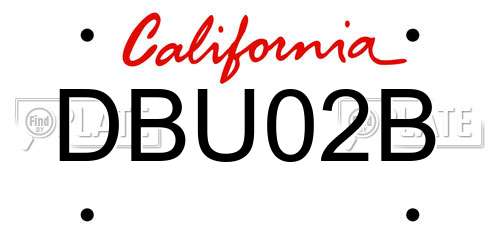 DBU02B California License Plate