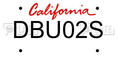 DBU02S California License Plate
