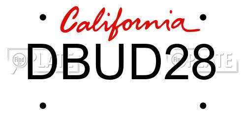 DBUD28 California License Plate