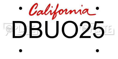 DBUO25 California License Plate