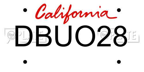 DBUO28 California License Plate