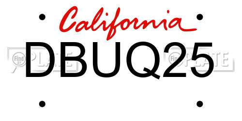 DBUQ25 California License Plate