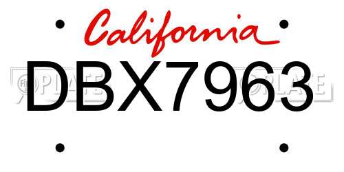 DBX7963 California License Plate