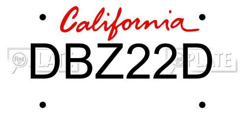 DBZ22D California License Plate