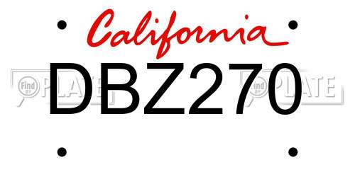 DBZ270 California License Plate