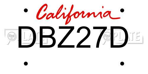 DBZ27D California License Plate