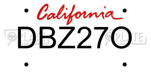 DBZ27O California License Plate