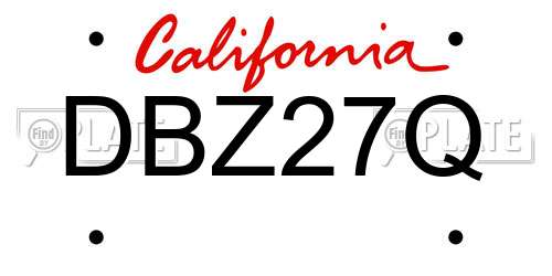 DBZ27Q California License Plate