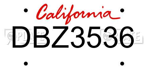 DBZ3536 California License Plate