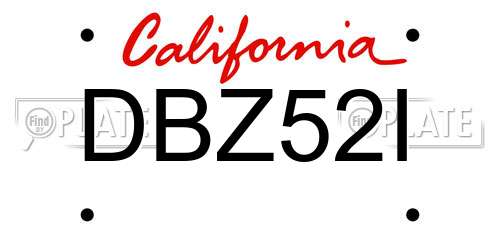 DBZ52I California License Plate