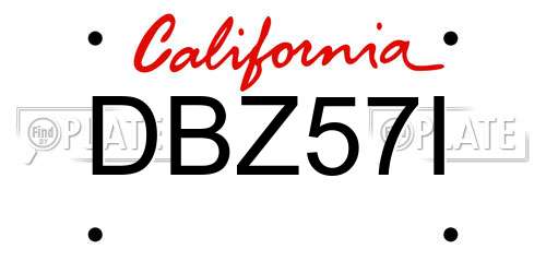 DBZ57I California License Plate