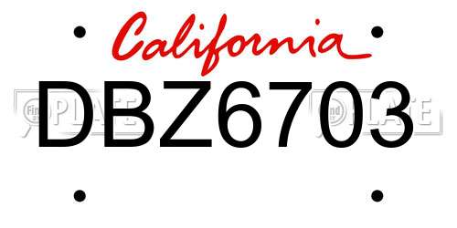 DBZ6703 California License Plate