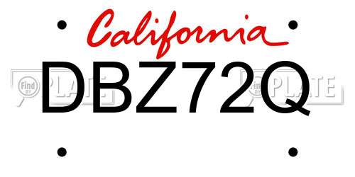 DBZ72Q California License Plate