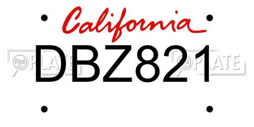 DBZ821 California License Plate