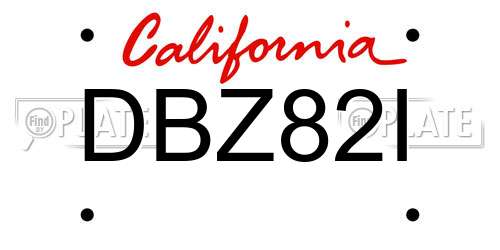 DBZ82I California License Plate