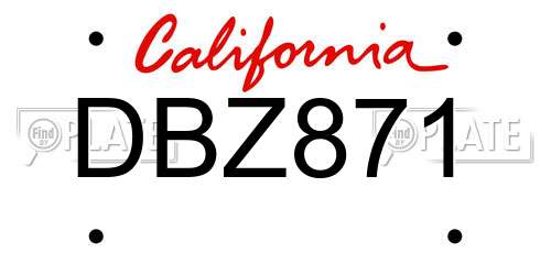 DBZ871 California License Plate