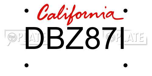 DBZ87I California License Plate