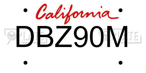 DBZ90M California License Plate