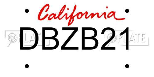 DBZB21 California License Plate