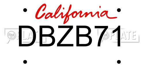 DBZB71 California License Plate