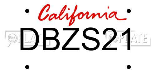 DBZS21 California License Plate