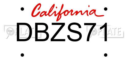 DBZS71 California License Plate