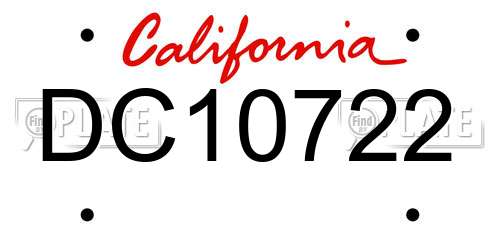 DC10722 California License Plate