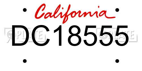 DC18555 California License Plate