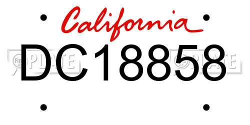 DC18858 California License Plate