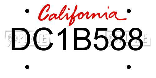 DC1B588 California License Plate