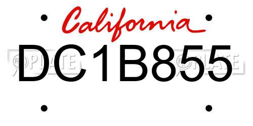 DC1B855 California License Plate