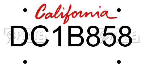DC1B858 California License Plate