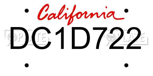 DC1D722 California License Plate