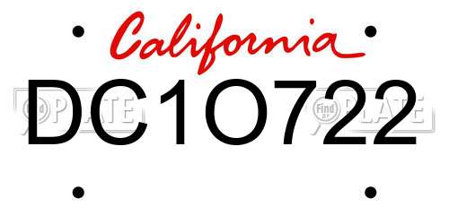 DC1O722 California License Plate