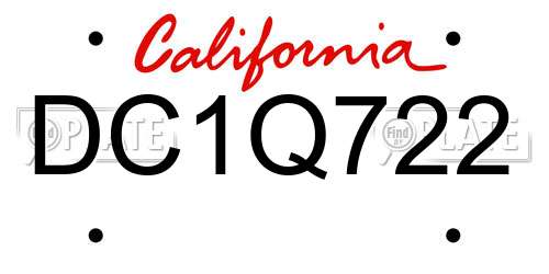 DC1Q722 California License Plate