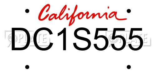 DC1S555 California License Plate